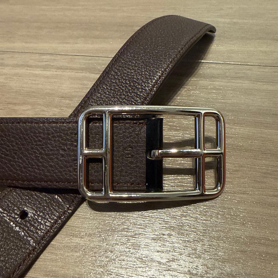 エルメス メンズ レザーベルト ブラウン&黒リバーシブル（約104.5cm）