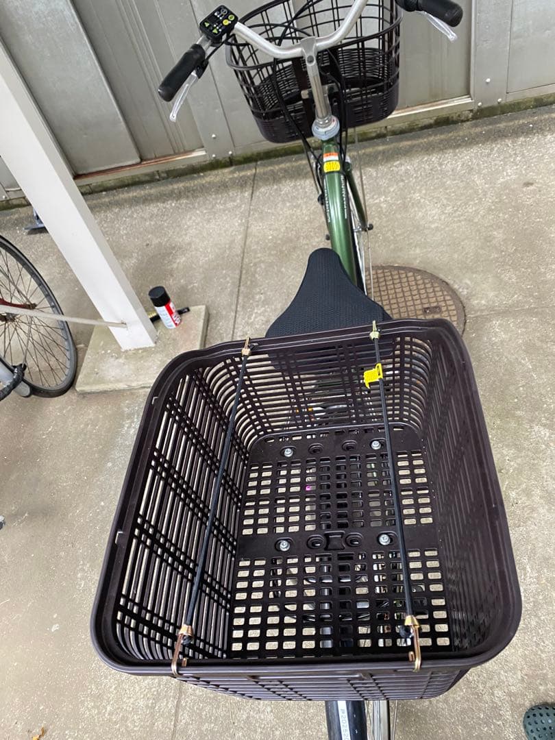 電動アシスト自転車 グリーン バスケット2つ付き