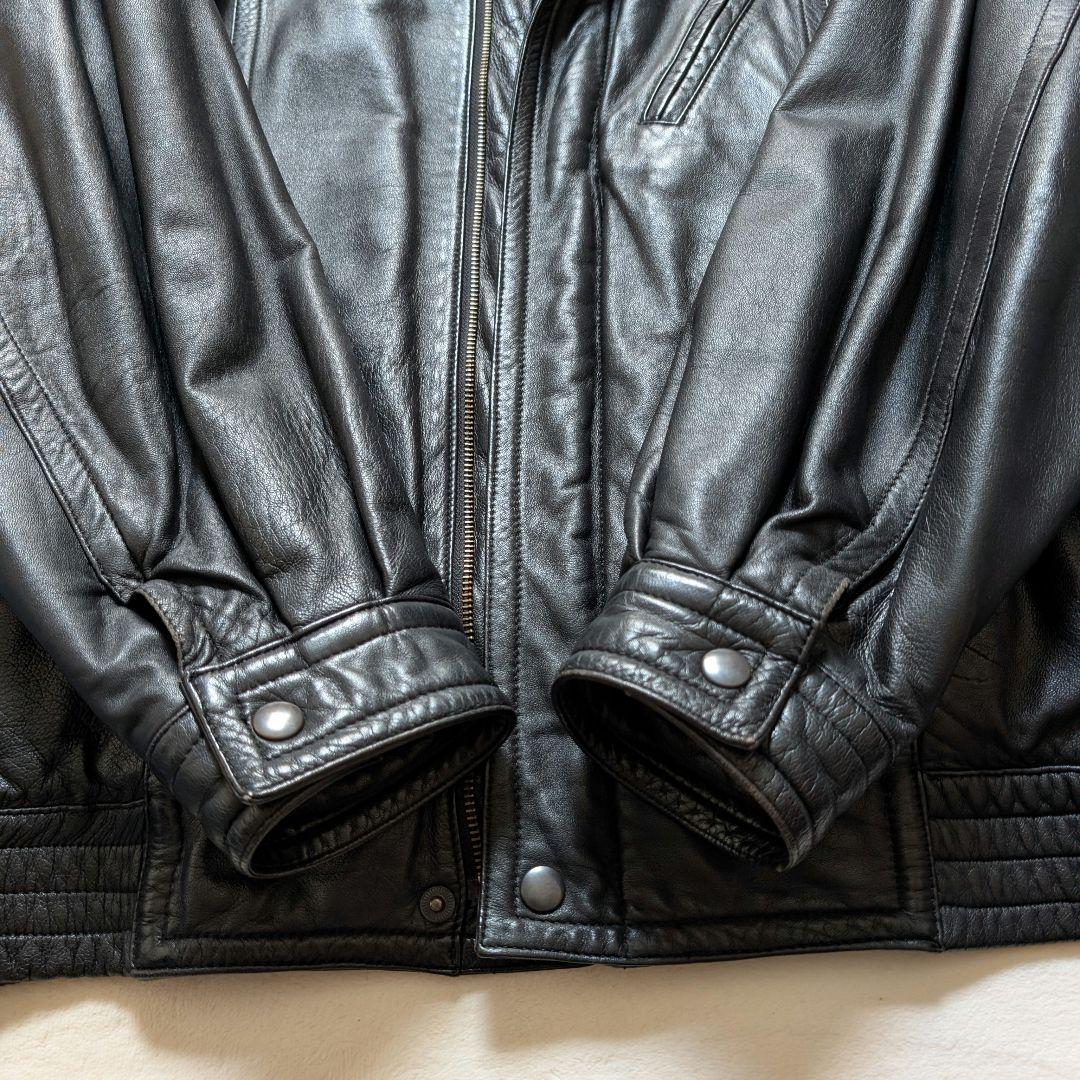 ラムレザー★本革 羊革 A-2型 レザージャケット ブルゾン 黒 L 韓国