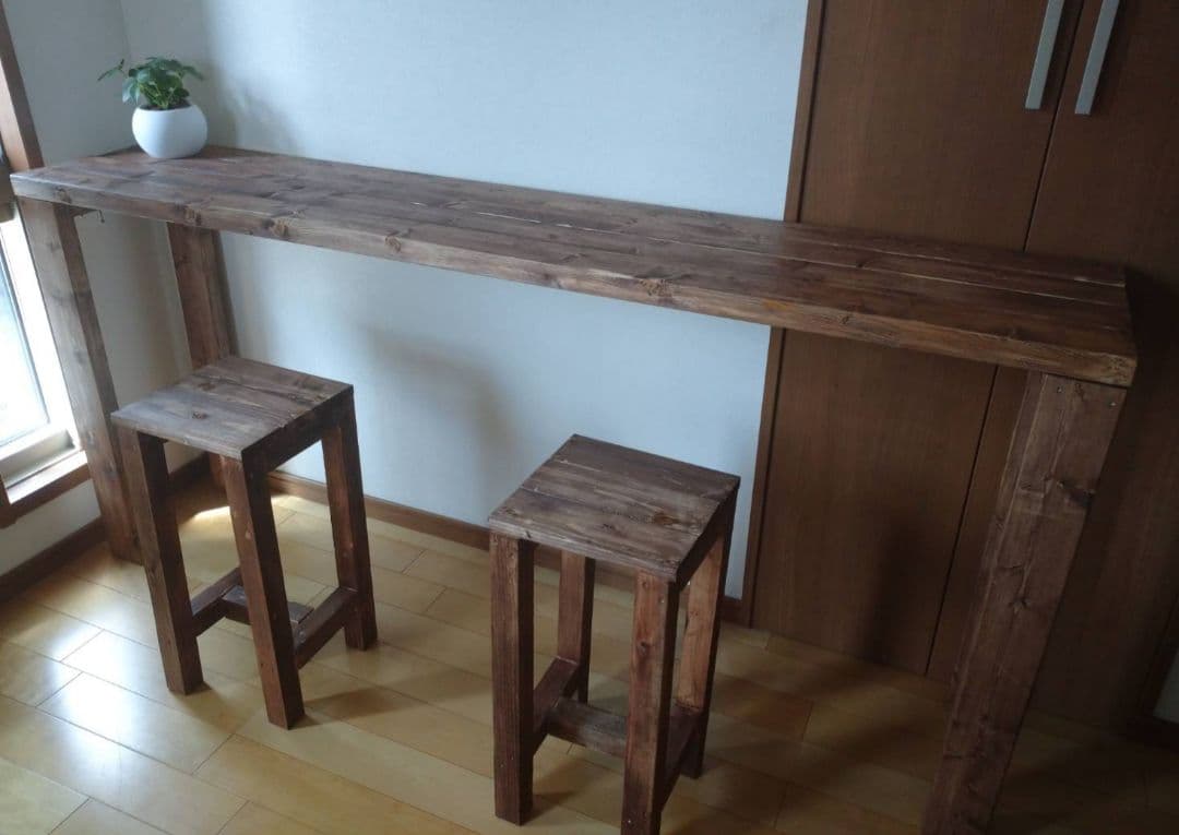 【ジョンヒョンソさん】180×35 カウンターテーブル 無垢材　アンティーク風