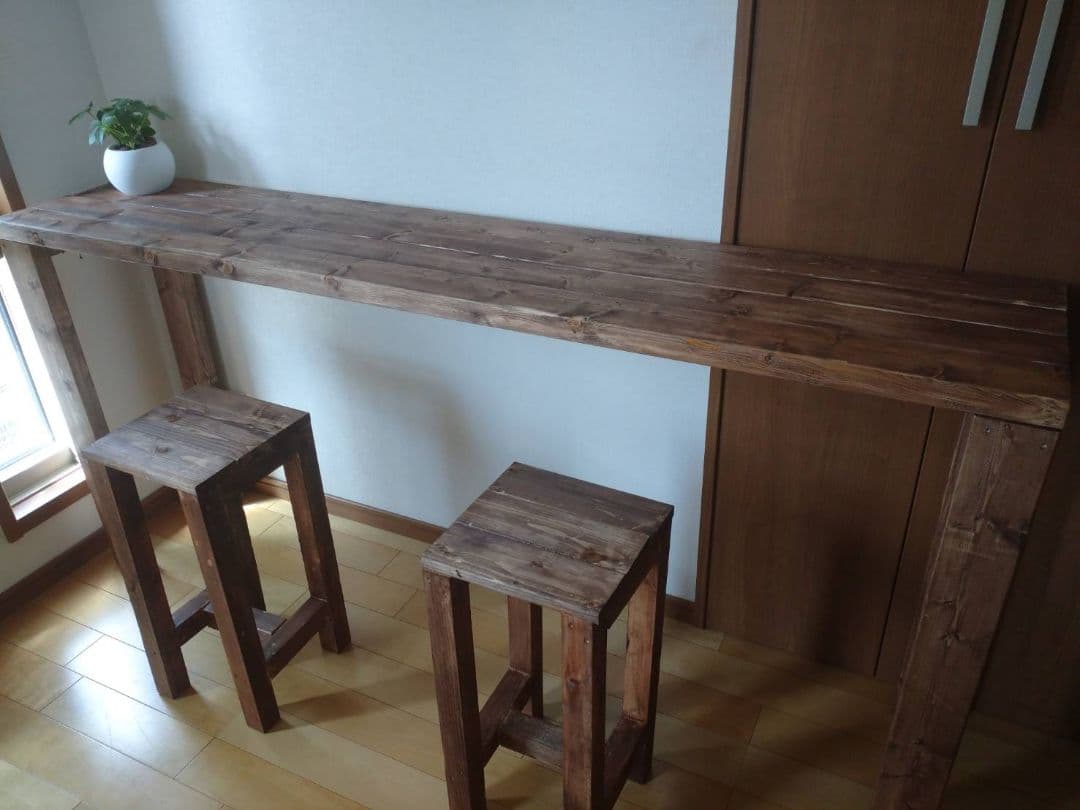 【ジョンヒョンソさん】180×35 カウンターテーブル 無垢材　アンティーク風