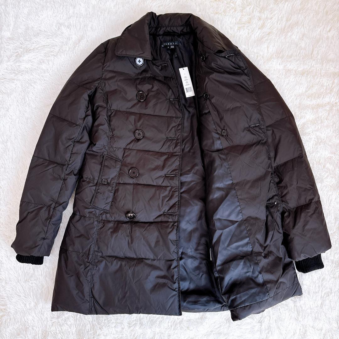 【新品タグ付】Theory ダブルブレストダウンコート S 黒 ウエストシェイプ