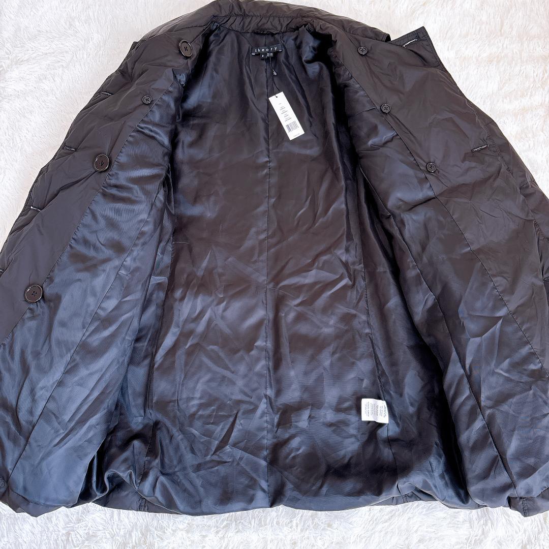 【新品タグ付】Theory ダブルブレストダウンコート S 黒 ウエストシェイプ