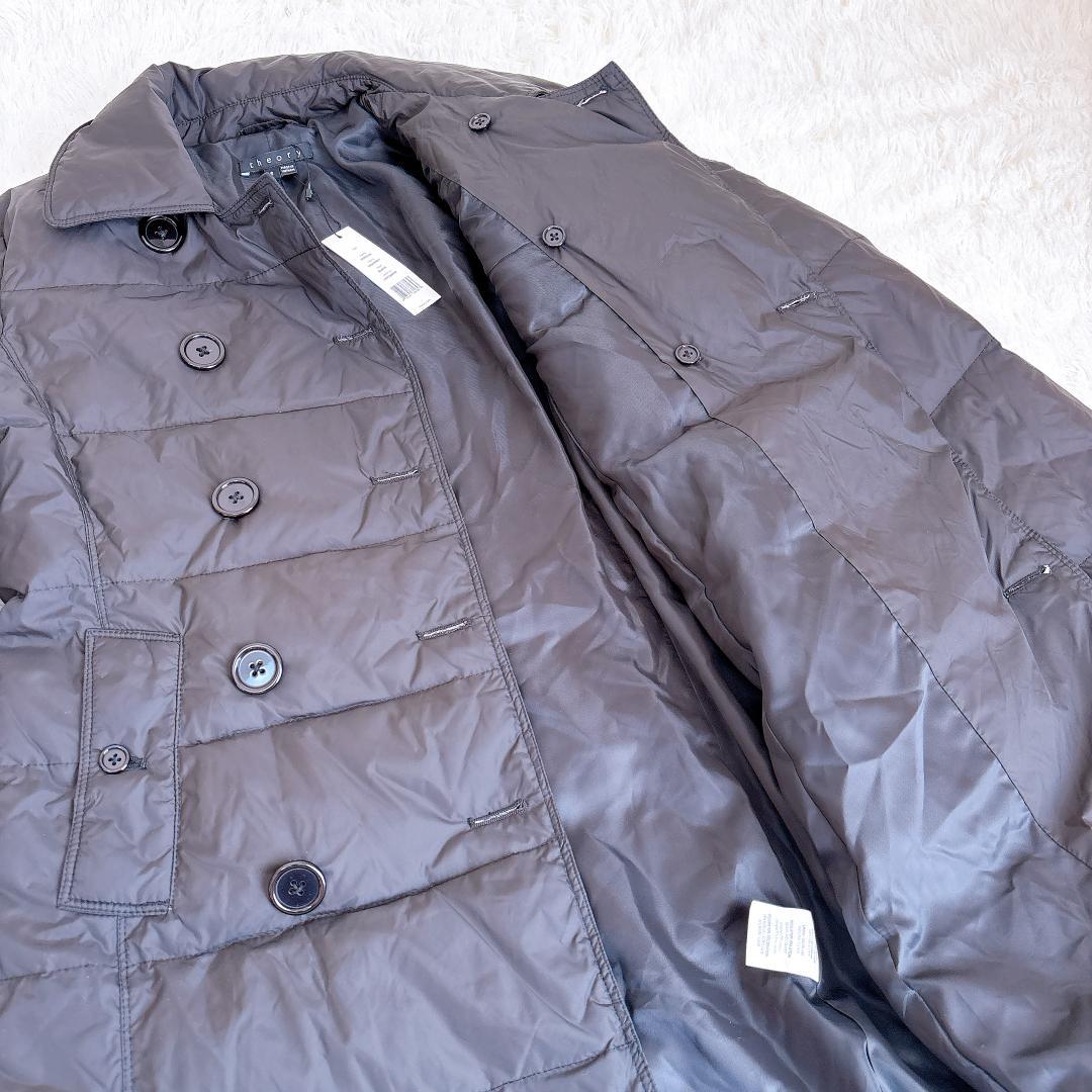 【新品タグ付】Theory ダブルブレストダウンコート S 黒 ウエストシェイプ