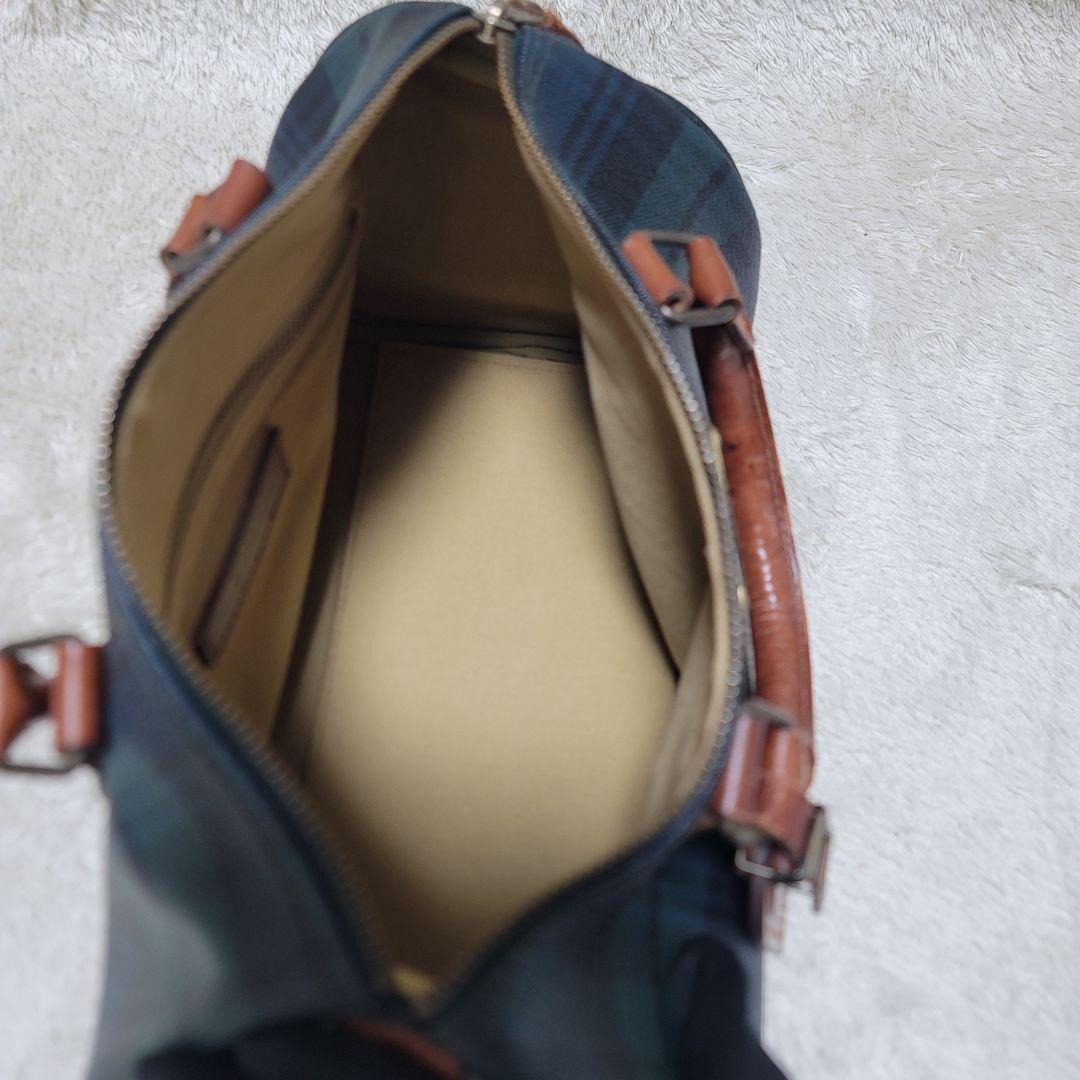 ポロ ラルフローレン ミニ ボストンバッグ チェック 馬毛ブラシ付　ハンドバッグ