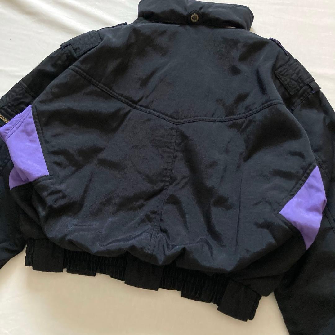 90s vintage shell black bomber jacket 短丈