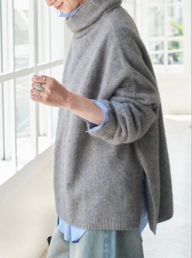 Spick and Span フォックスウールミックスリブタートルプルオーバー