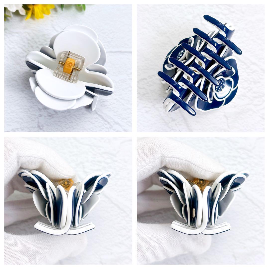 希少美品 Alexandre De Paris カメリア ヘアクリップ ネイビー