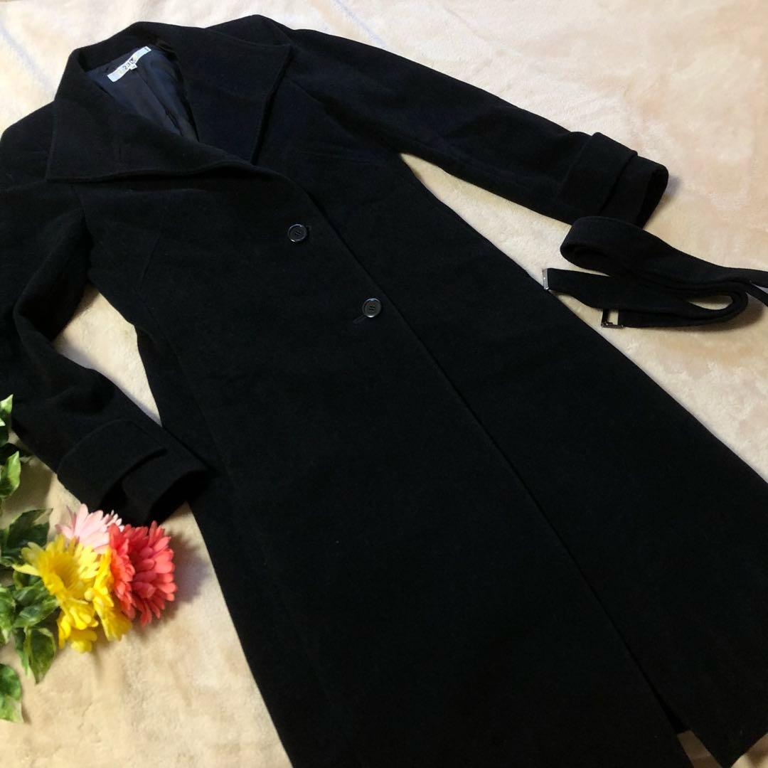 美品♡ 23区　ニジュウサンク　アンゴラコート ロング　ブラック　ベルト付き　M