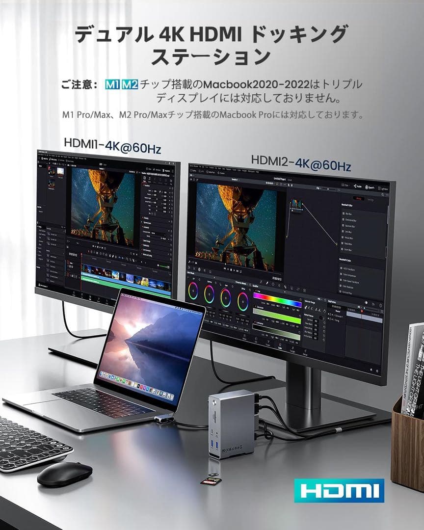 Macbook Pro Air専用14-IN-2 ドッキングステーション