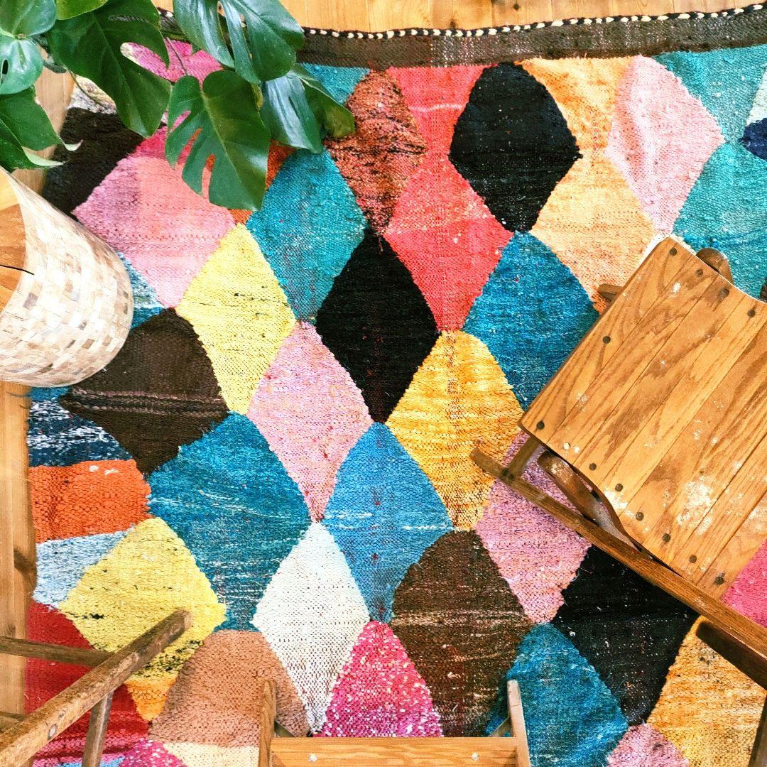 【90s】超大判! L297cm モロッコ製 ヴィンテージラグ トライバルラグ