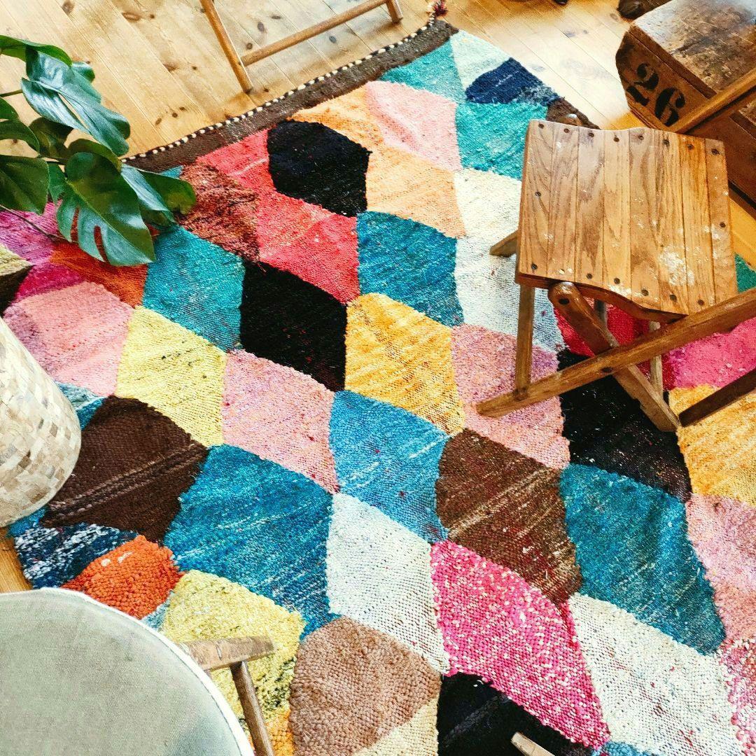 【90s】超大判! L297cm モロッコ製 ヴィンテージラグ トライバルラグ