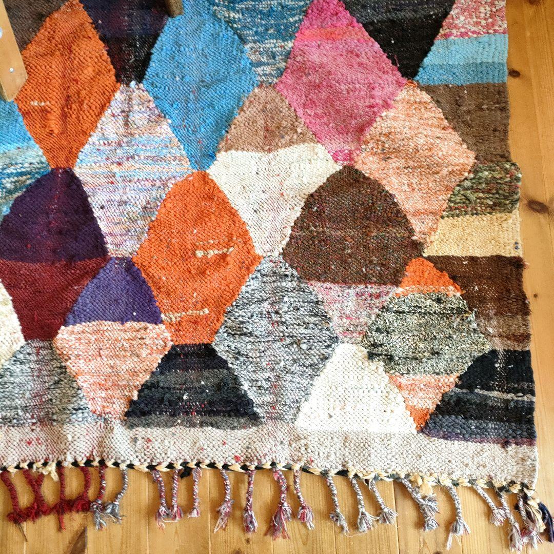 【90s】超大判! L297cm モロッコ製 ヴィンテージラグ トライバルラグ