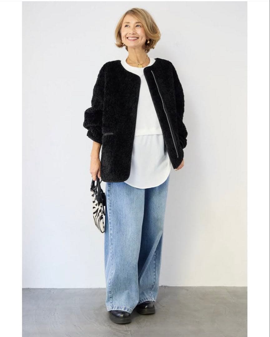 Padme13　プラスオトハ　リバーシブルボアコート 黒