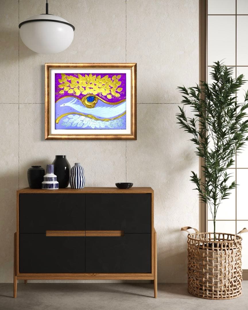 開運絵画　過去世からのメッセージ　金箔　24金　白龍　龍神様