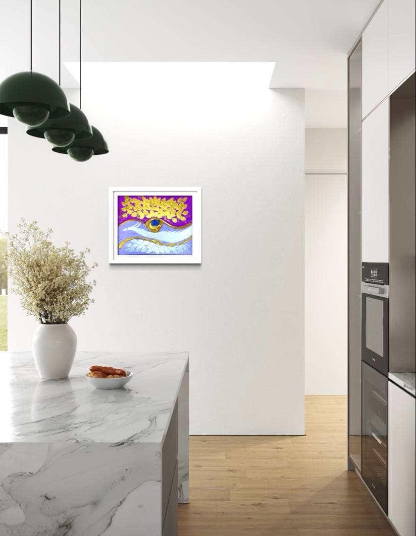 開運絵画　過去世からのメッセージ　金箔　24金　白龍　龍神様