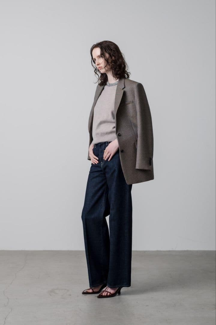 美品✨ebure ウォッシュドデニム ワイド ストレート パンツ 38