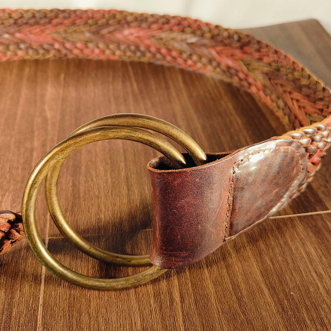 【英国製ヴィンテージ】SCAPA　高級編込みドレスベルト　ダブルリング本革ベルト