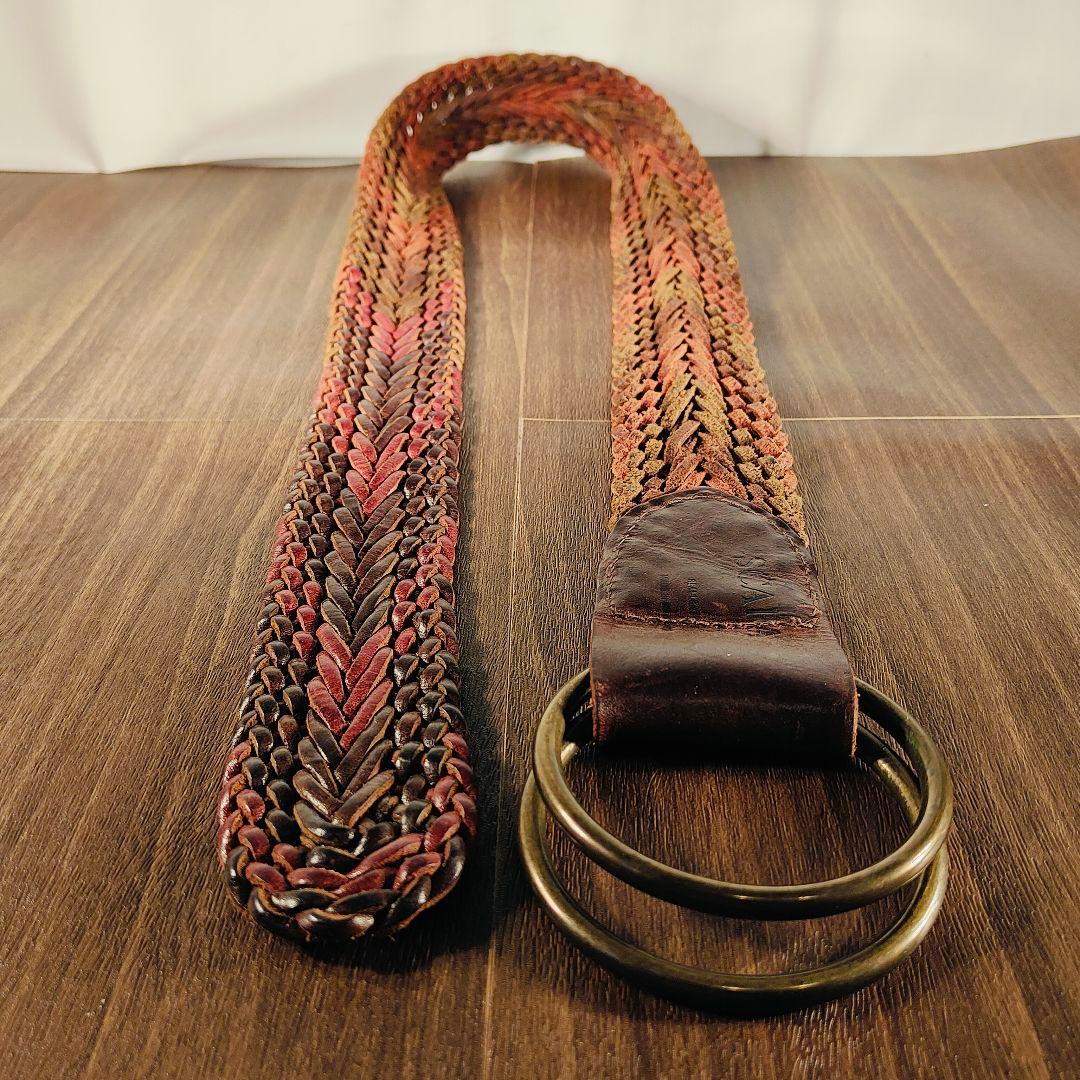 【英国製ヴィンテージ】SCAPA　高級編込みドレスベルト　ダブルリング本革ベルト