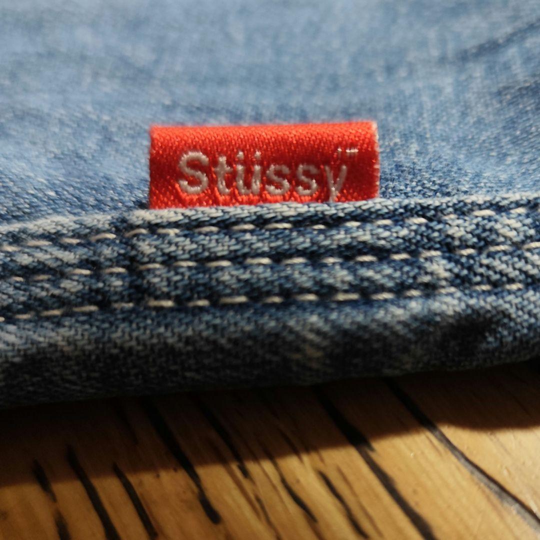 希少 old STUSSY ダメージリペア加工 デニムシャツ 金タグ