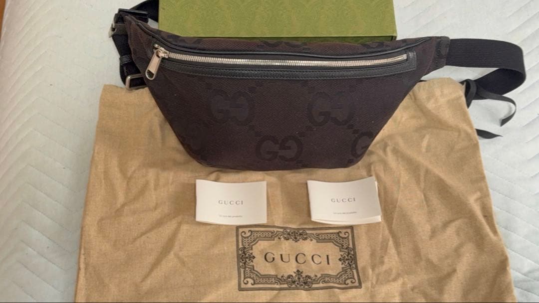 GUCCI グッチ GGキャンバス ボディバッグ ウエストポーチ ブラック