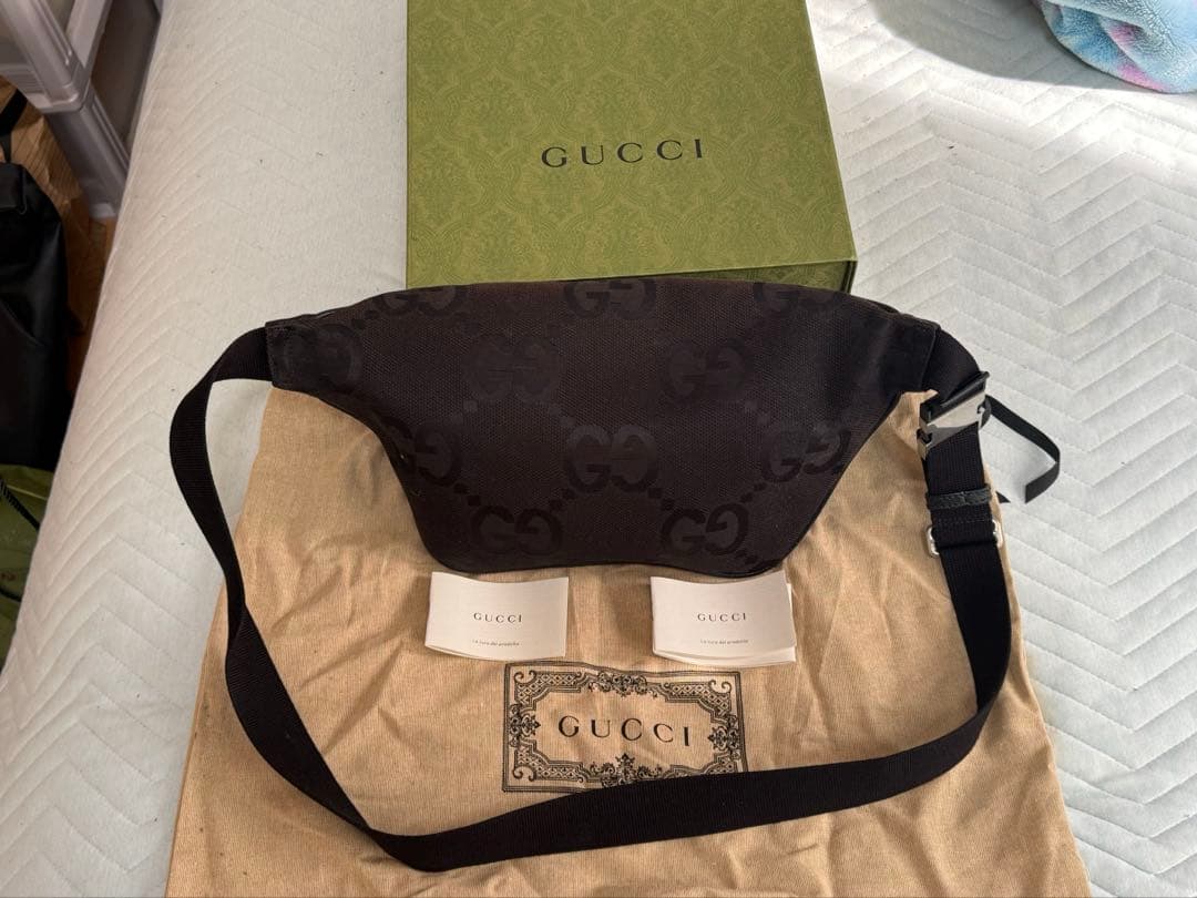 GUCCI グッチ GGキャンバス ボディバッグ ウエストポーチ ブラック