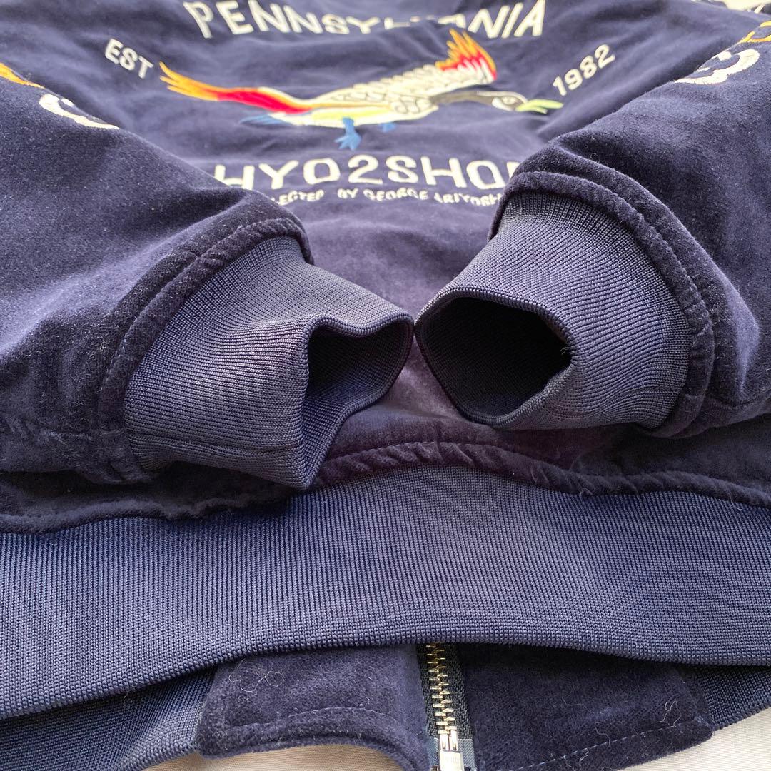 hyo-hyo スーベニアジャケット　スカジャン　ベルベット　ネイビー　刺繍