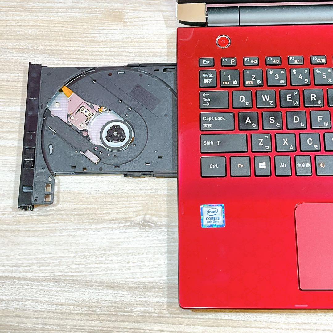 【美品】第8世代i3✨すぐ使える薄型ノートパソコン✨人気の赤✨フルHD✨カメラ付