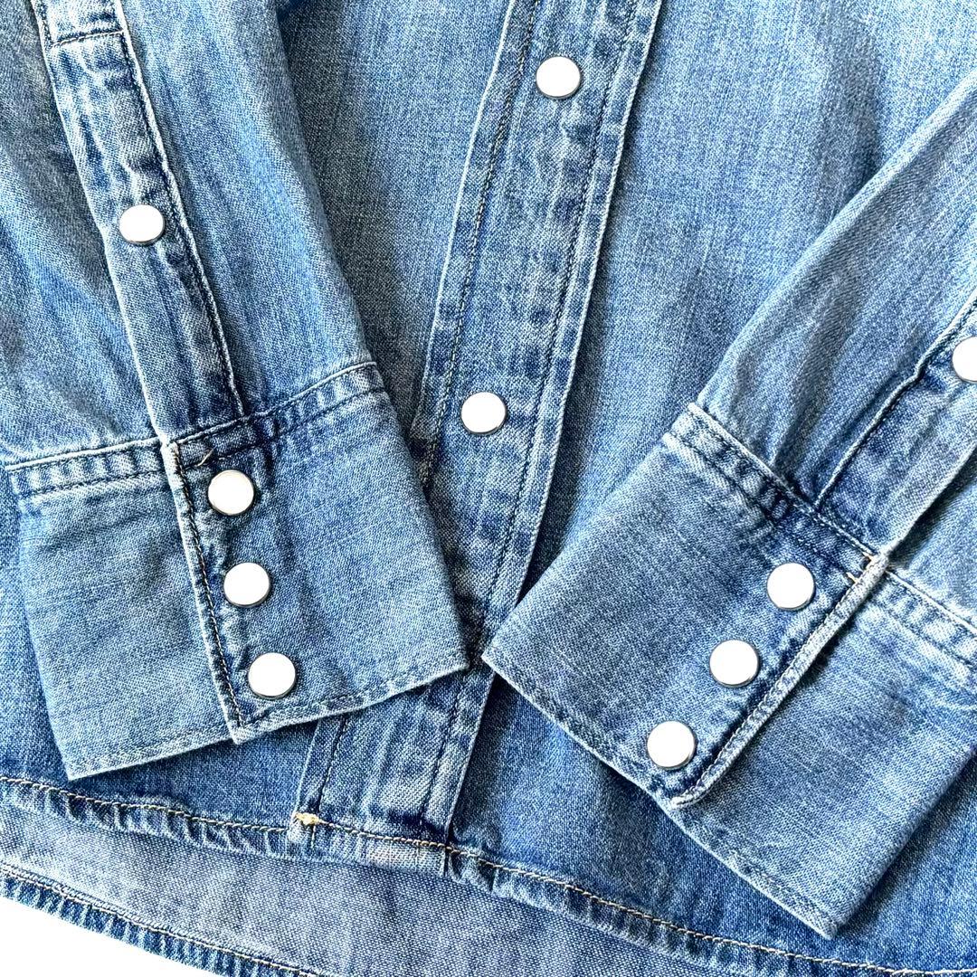 美品　ポロラルフローレン　ウエスタンデニムシャツ　パールボタン　ライトブルー