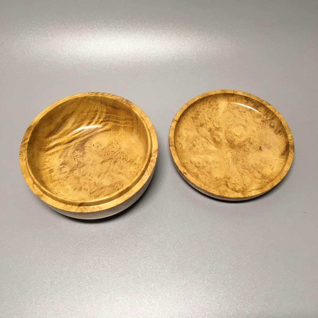 アカシア瘤杢造リ　ミニ食蘢　小物入れ　桐箱入り