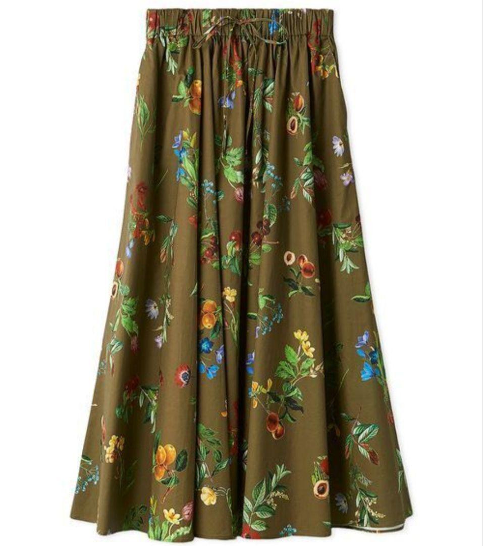 ミラオーウェン　ウエストゴムギャザーマキシスカート　ブラウン