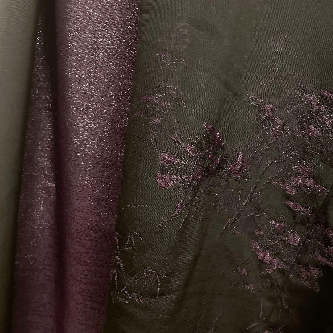 ラメパープル アクセントカラー マキシ丈スカート 着物リメイク B71202