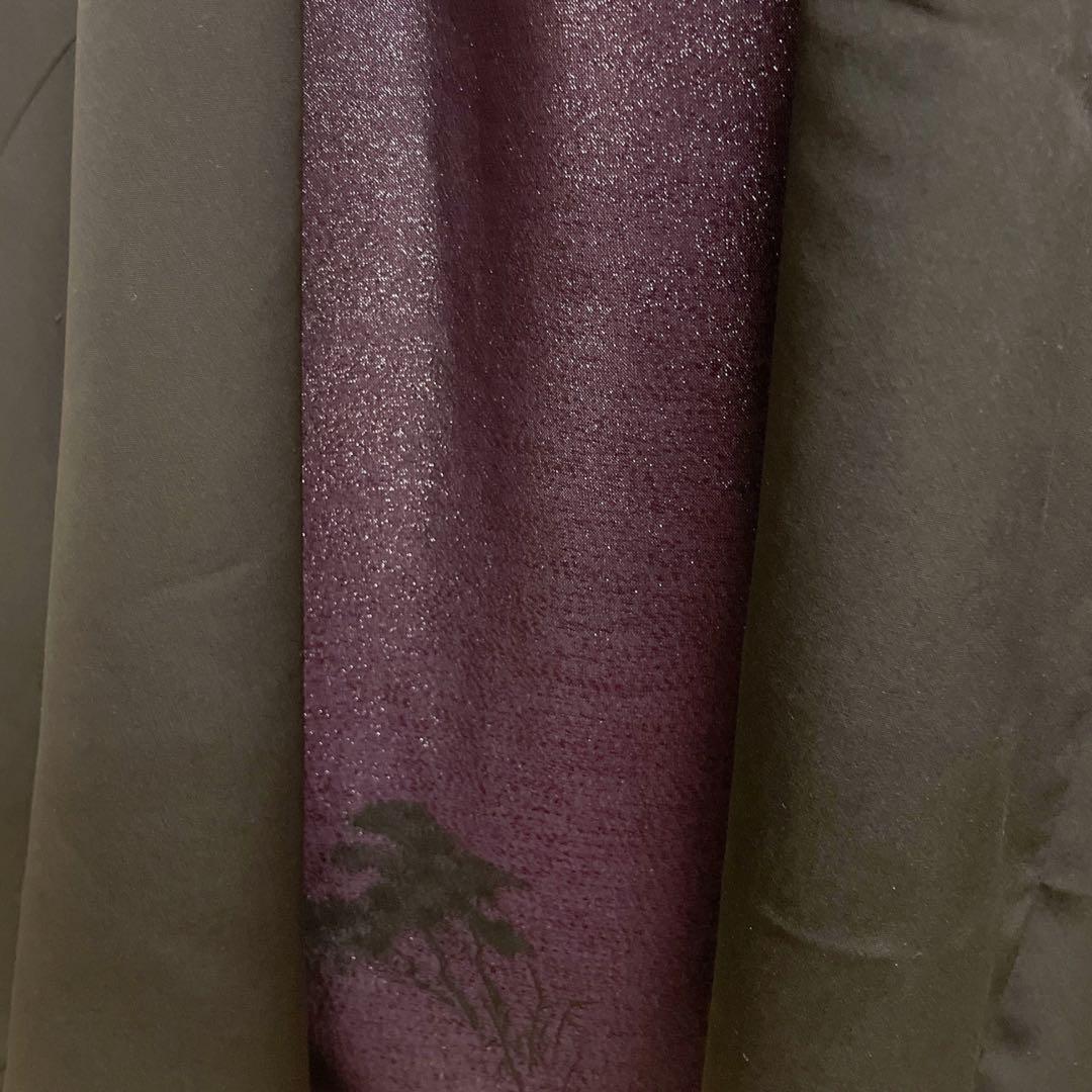 ラメパープル アクセントカラー マキシ丈スカート 着物リメイク B71202