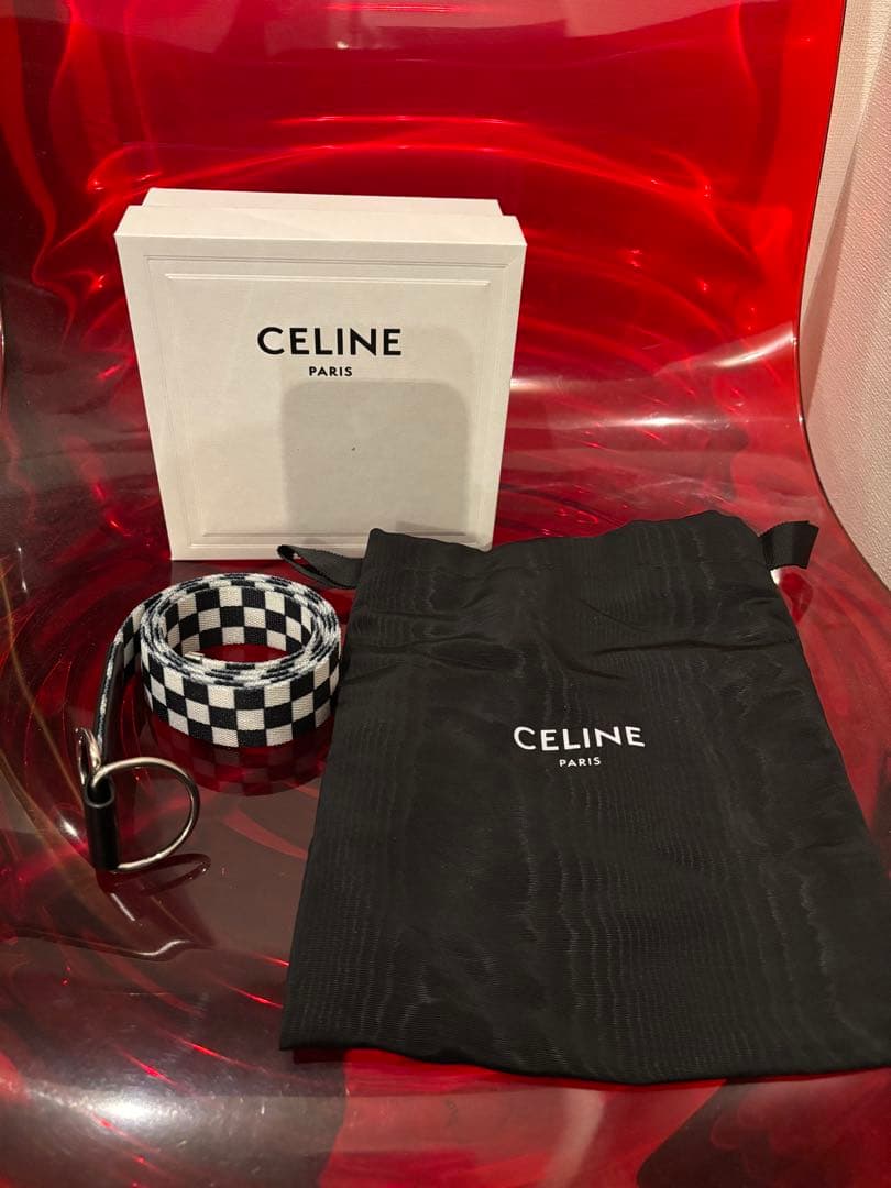 CELINE 2021SS エディチェッカーズフラッグ ダブルリング ベルト