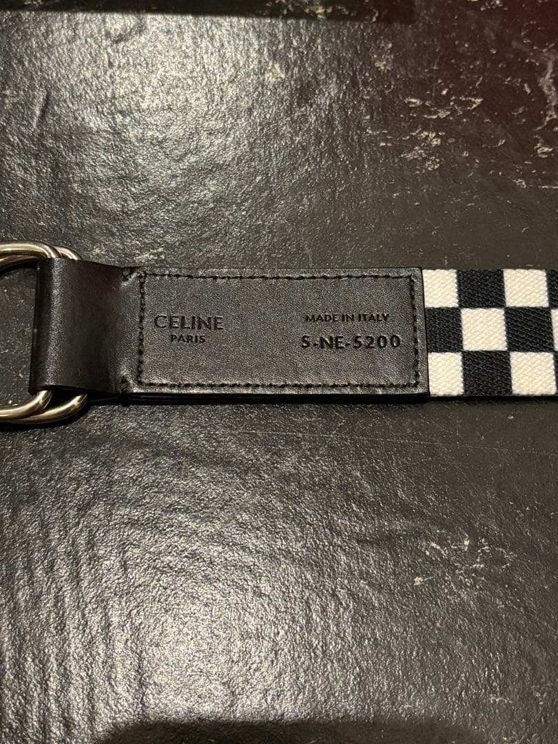 CELINE 2021SS エディチェッカーズフラッグ ダブルリング ベルト