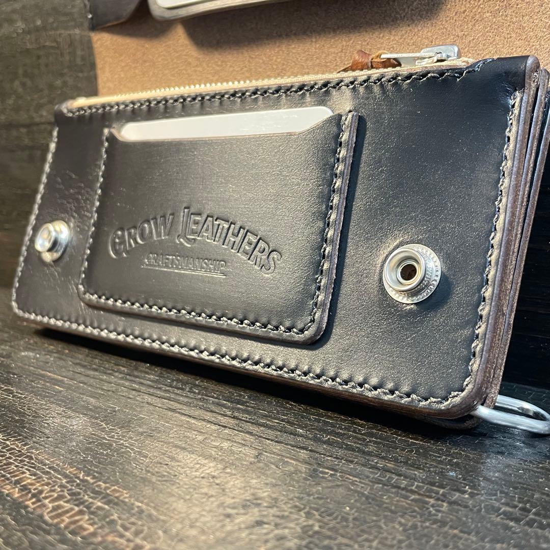 HORWEENクロムエクセル　セミロングトラッカーウォレット3層シルバーコンチョ