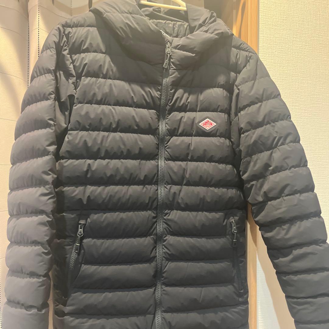 【美品】DANTON◆2WAYストレッチナイロン フードダウンジャケット　グレー