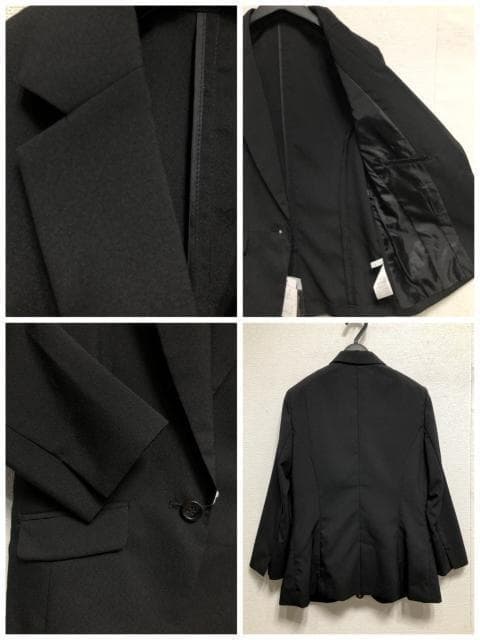 新品☆11号M黒系無地サマースーツ3点ストレート＆テーパードお仕事☆r619