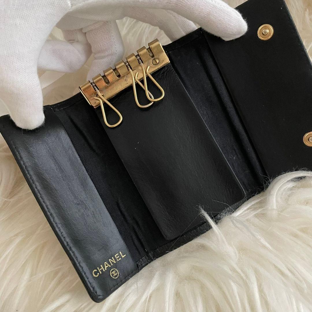 シャネルキーケースキャビアココマークカードケースCHANEL黒