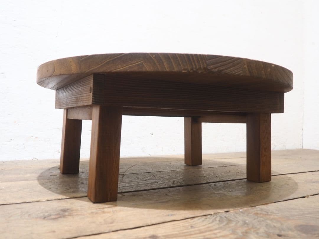 1310 折りたたみ式　レトロな丸ちゃぶ台　座卓　ローテーブル　古家具　古道具