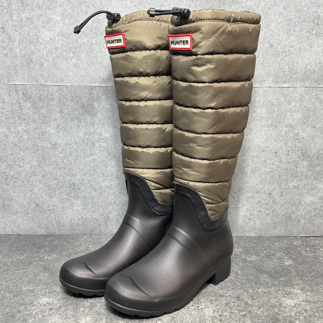 【新品】HUNTER オリーブ スノーキルティング ブーツ ナイロン 22cm