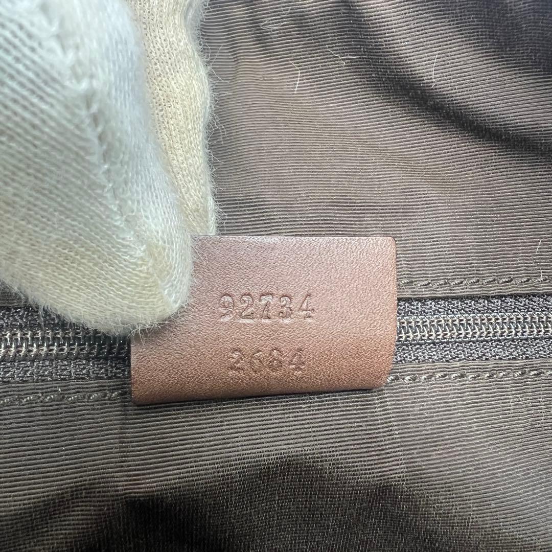 【美品】 GUCCI ハンドバッグ キャンバス レザー ブラウン バニティ