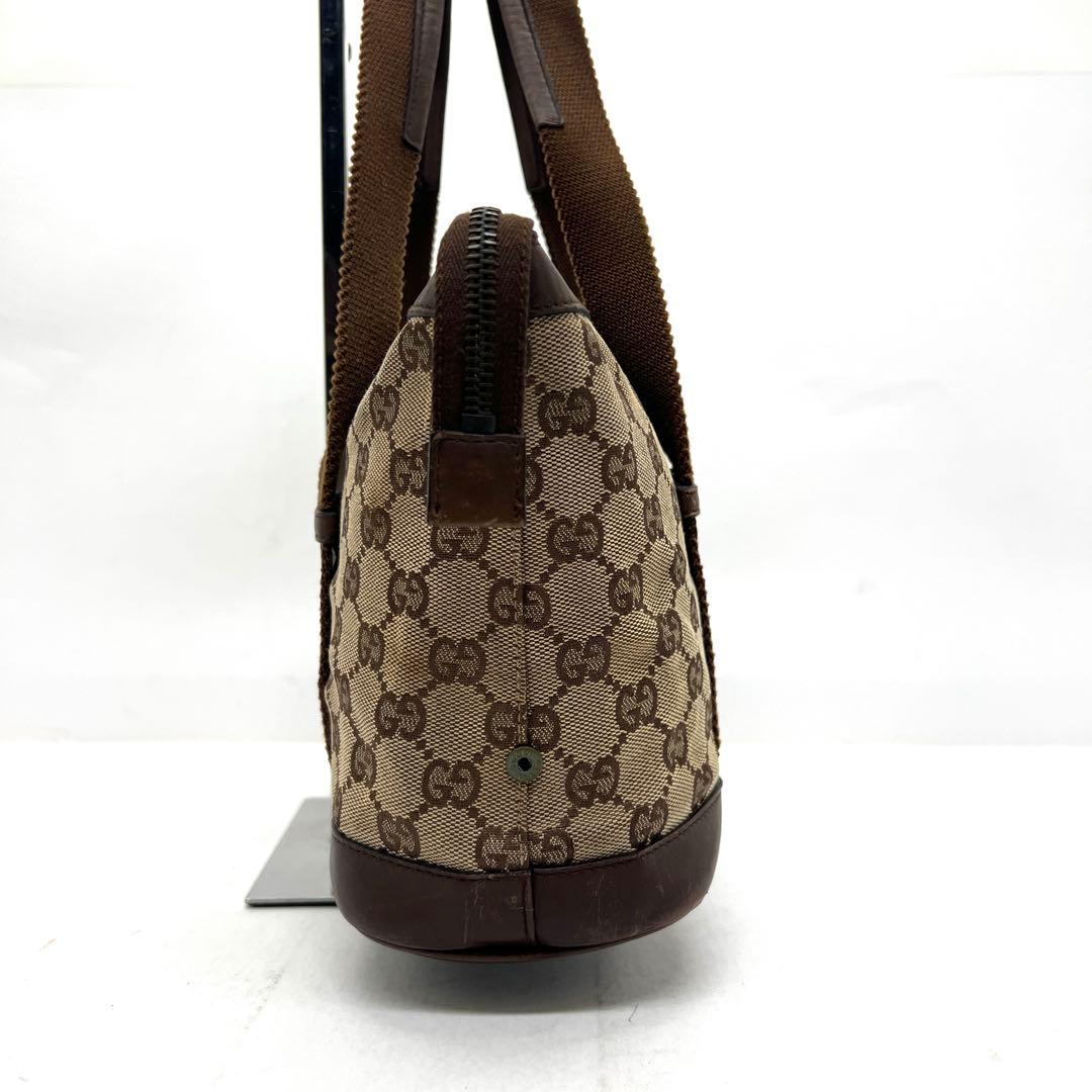 【美品】 GUCCI ハンドバッグ キャンバス レザー ブラウン バニティ