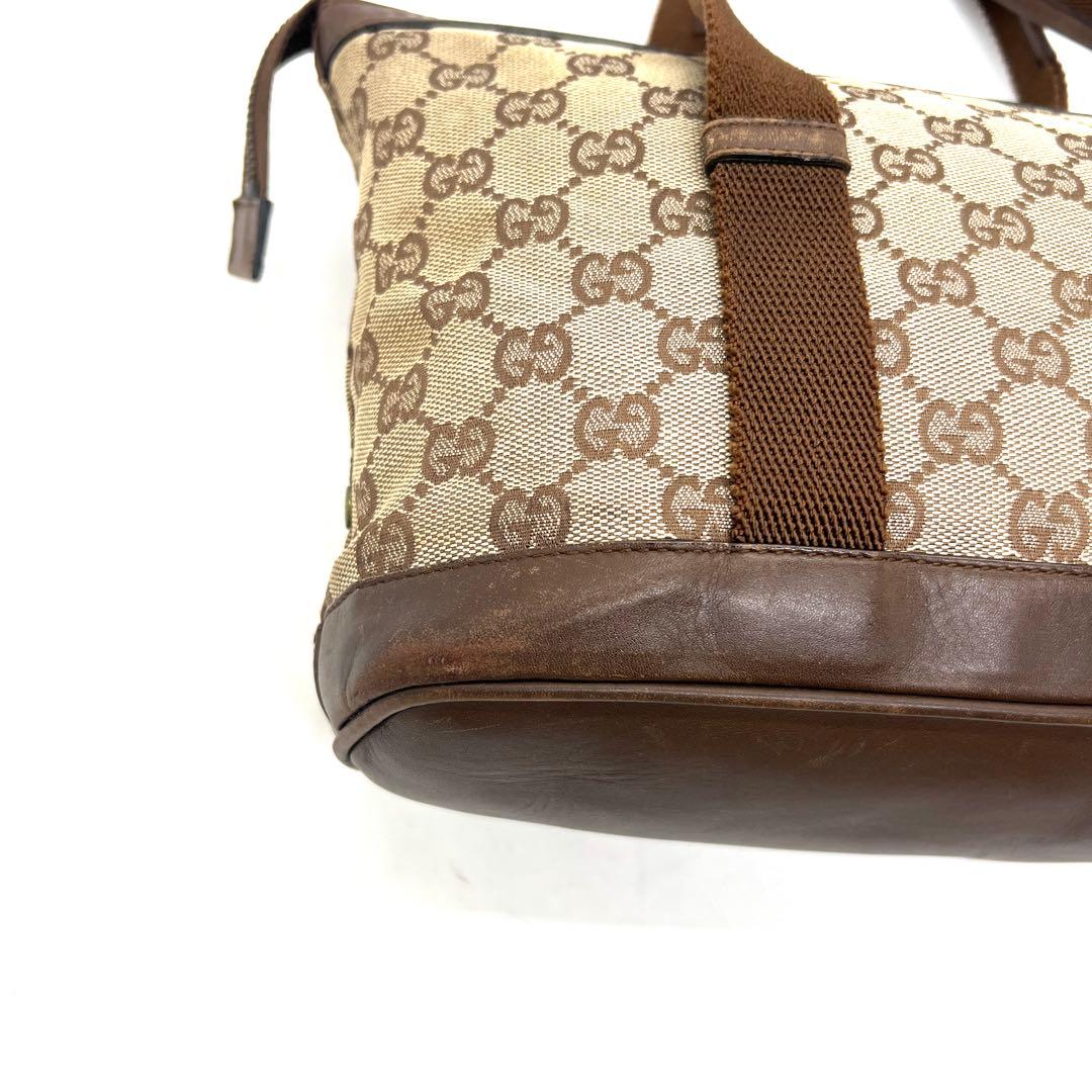 【美品】 GUCCI ハンドバッグ キャンバス レザー ブラウン バニティ