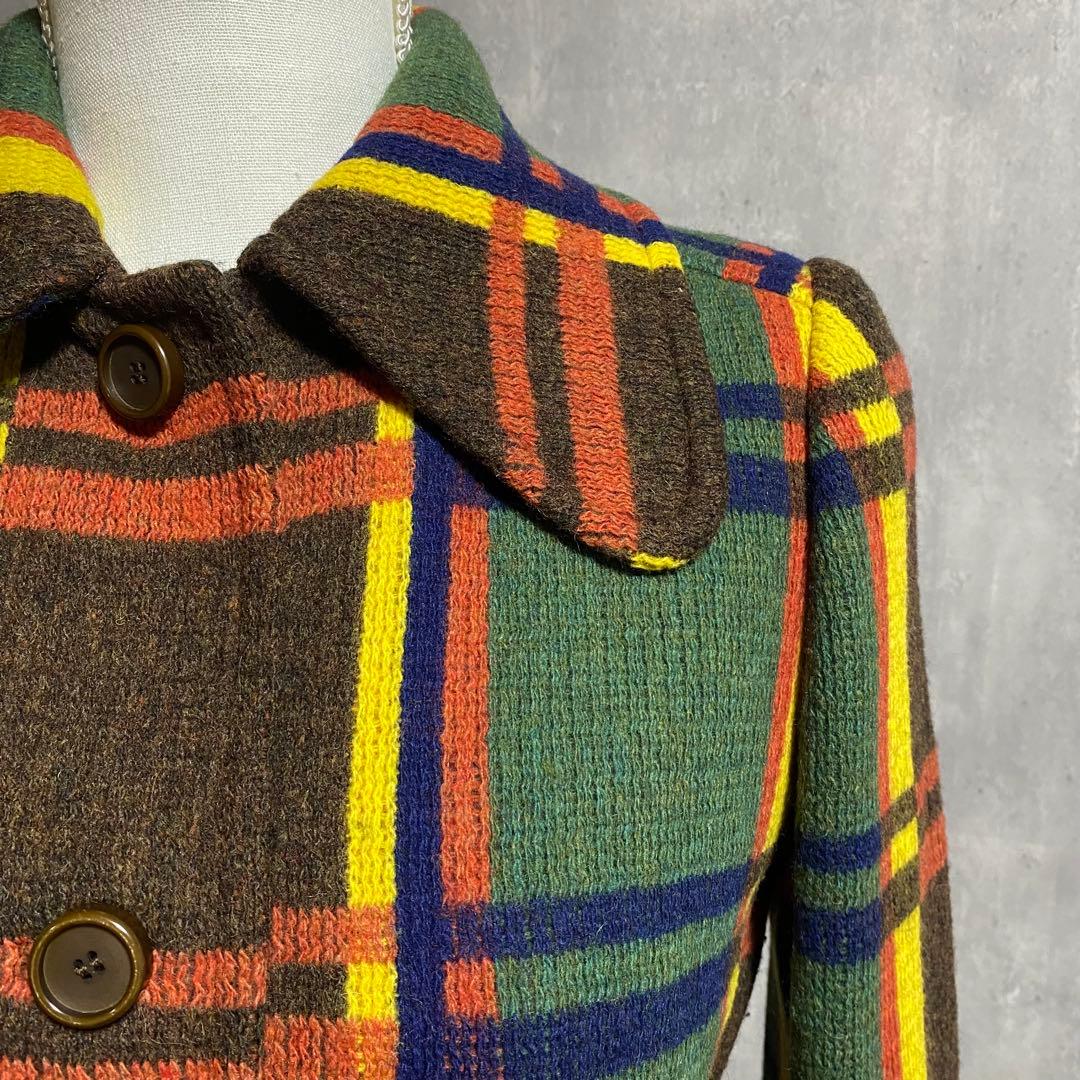 【希少 ヴィンテージ】MISS DIOR タータンチェック ニットコート