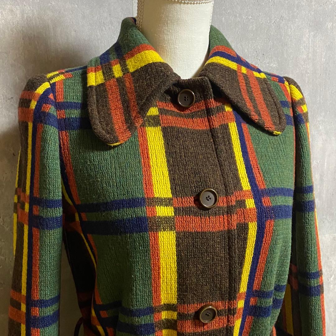 【希少 ヴィンテージ】MISS DIOR タータンチェック ニットコート