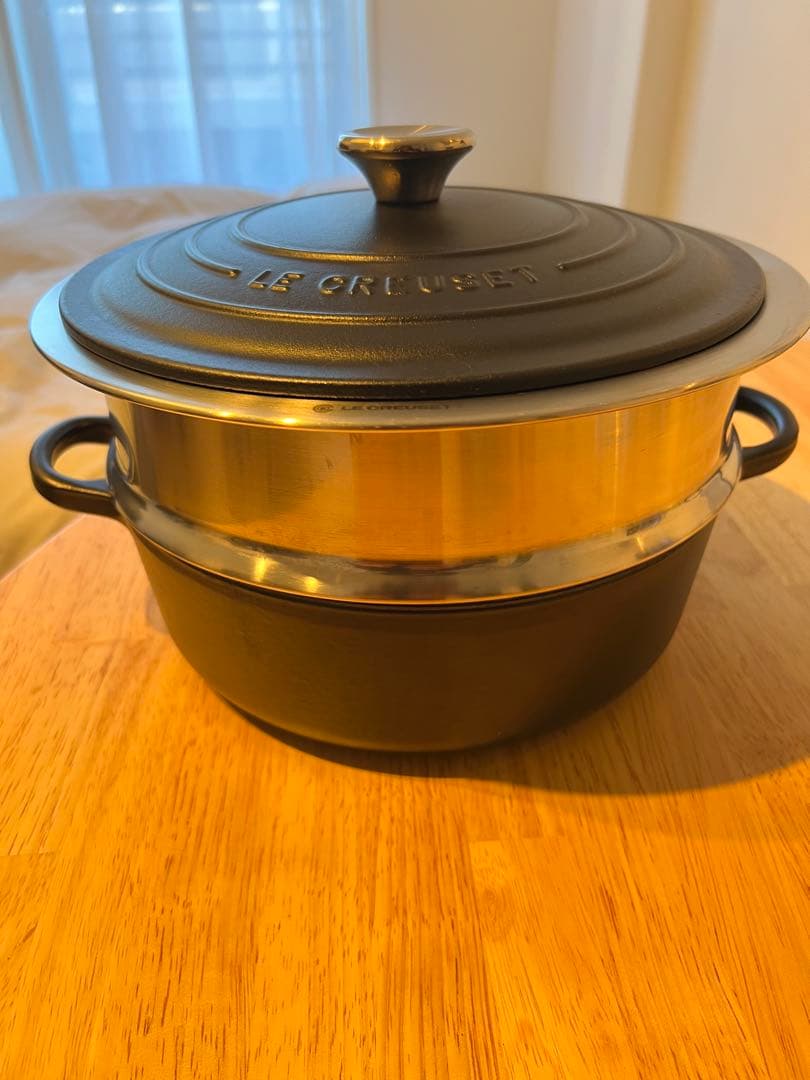 LE CREUSET 両手鍋 24cm ステンレス蒸し器付き