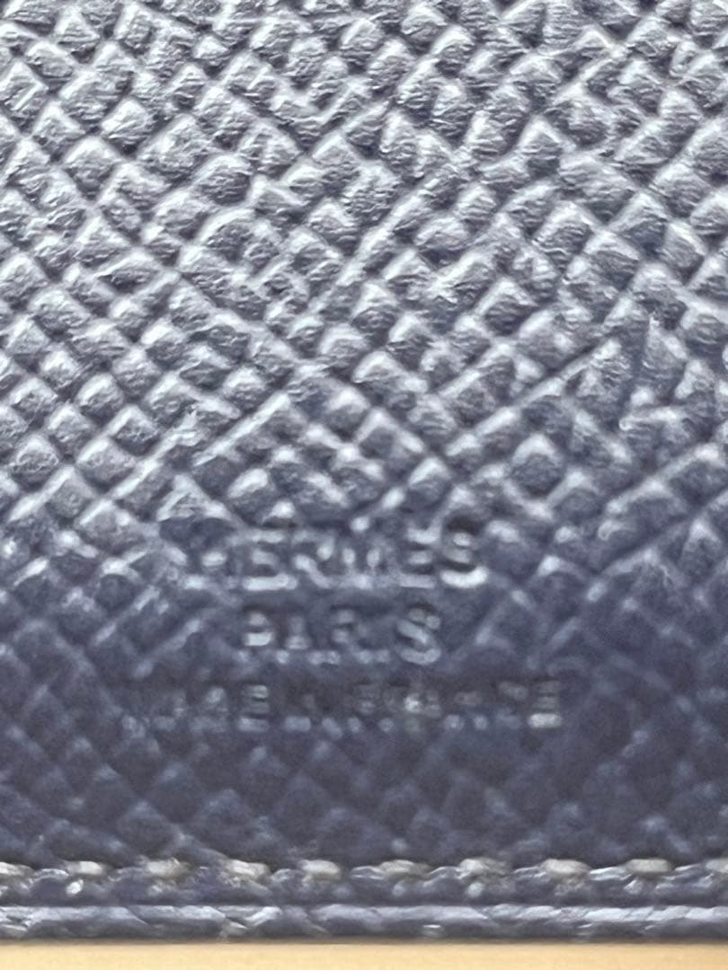 エルメス HERMESネイビー レザー パスポートケース 型押し 直営店購入