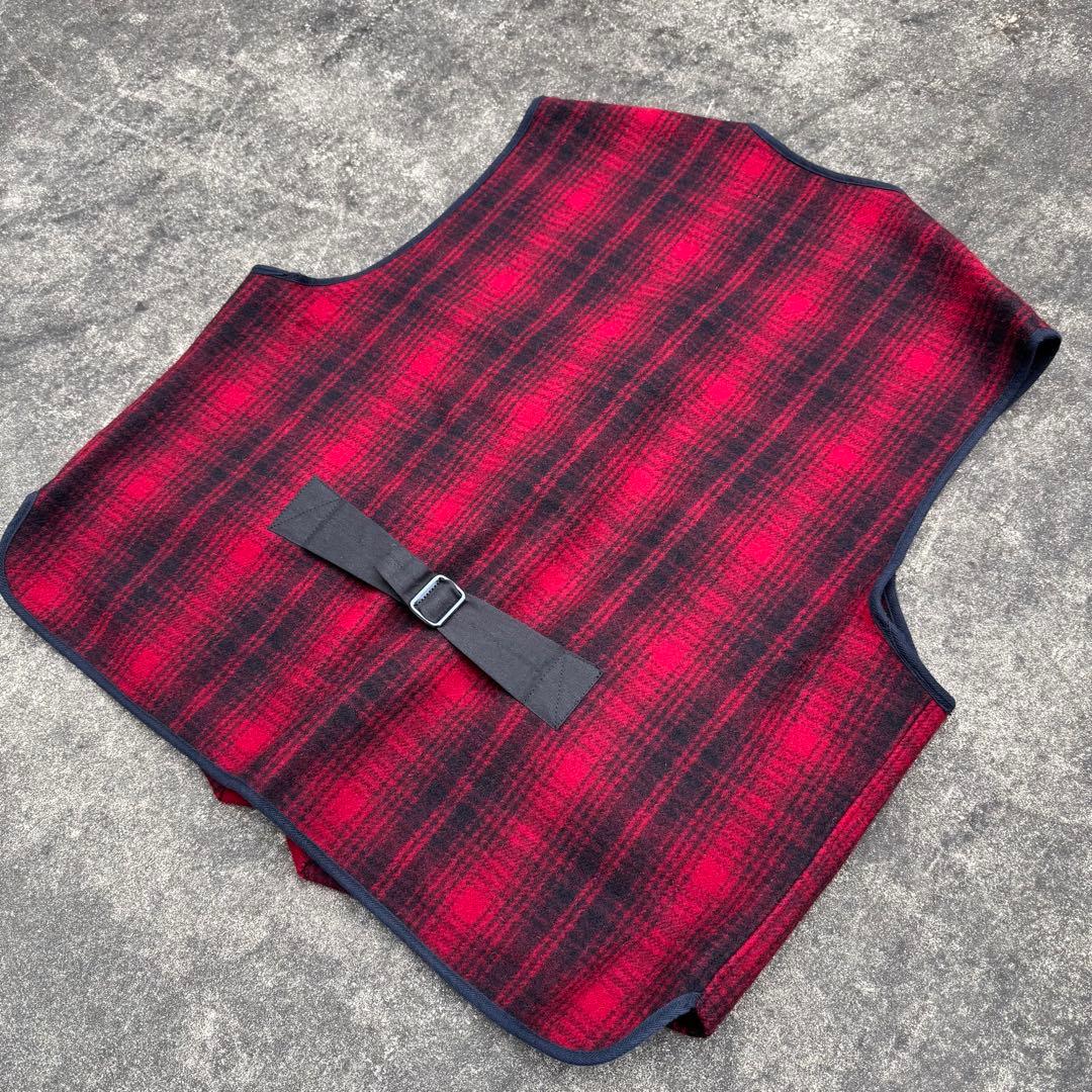 ウールリッチ 90's ウールベスト シャドーチェック 赤 黒 XL 肉厚 極暖