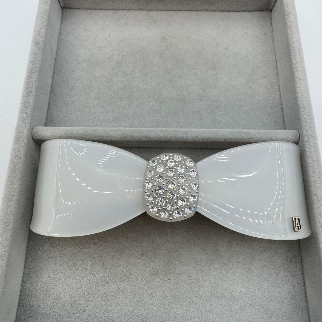 【保管袋付き】alexandre de paris バレッタ　リボン　ストーン